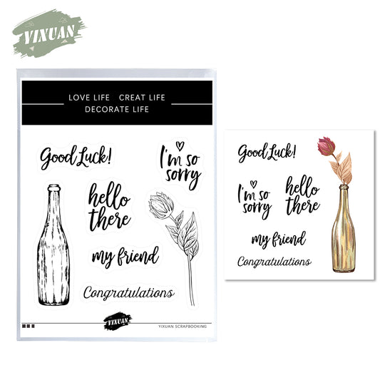 Home Desk Bottle Flowers Mini Cutting Dies And Stamp Set YX604-S+D