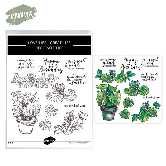 Spring Series Plants Leaves Cutting Dies And Stamp Set YX935-S+D