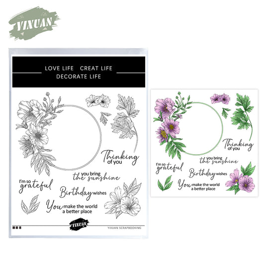 Spring Floral Blooming Flowers Cutting Dies And Stamp Set YX1153-S+D