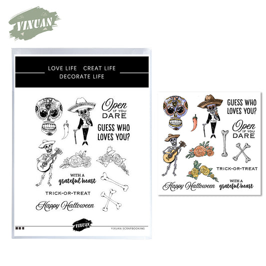 Halloween Skull Skeleton Gentleman Cutting Dies And Stamp Set YX664-S+D