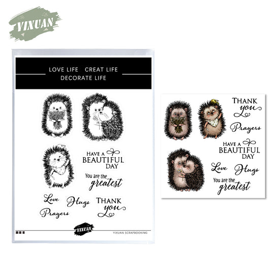 Cute Little Hedgehog Mini Cutting Dies And Stamp Set YX582-S+D