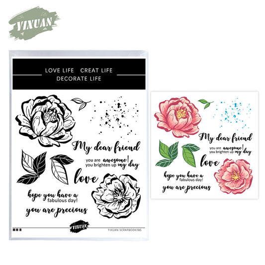 Spring Series Blooming Flowers Peony Cutting Dies And Stamp Set YX1150-S+D
