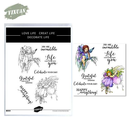 Beautiful Little Flower Fairy Cutting Dies And Stamp Set YX726-S+D