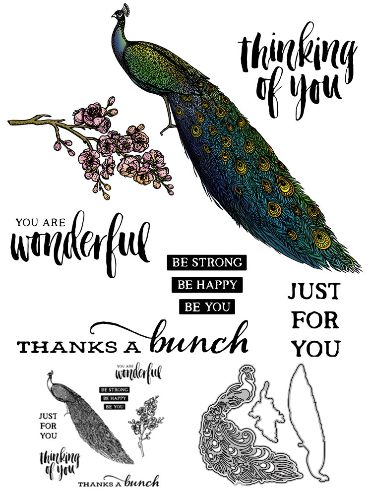 Noble Beautiful Peacock Animal Cutting Dies And Stamp Set YX528-S+D