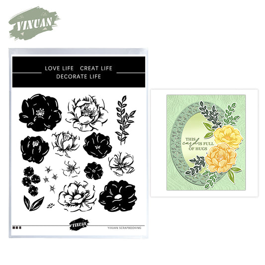 Spring Series Beautiful Blooming Flowers Cutting Dies And Stamp Set YX1152-S+D