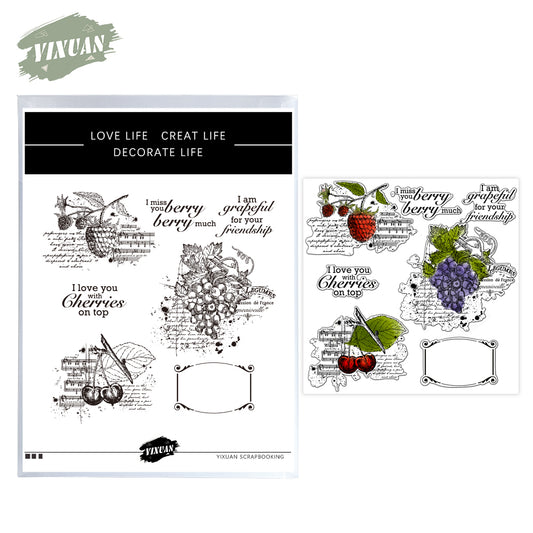 Spring Sweet Fruits Berry Cherry Grape Cutting Dies And Stamp Set YX938-S+D