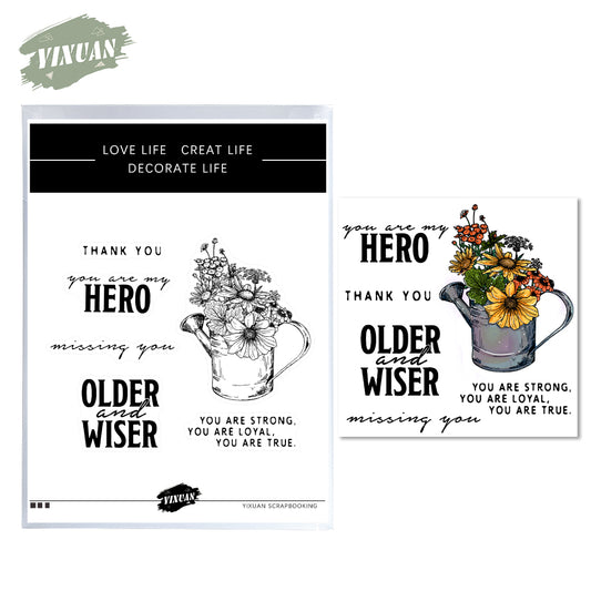 Blooming Flowers in Sprinkler Mini Cutting Dies And Stamp Set YX529-S+D