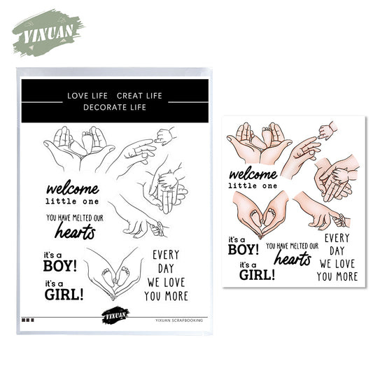 Love Baby Hands Feet On Mother's Hand Mother's Day Cutting Dies And Stamp Set YX510-S+D