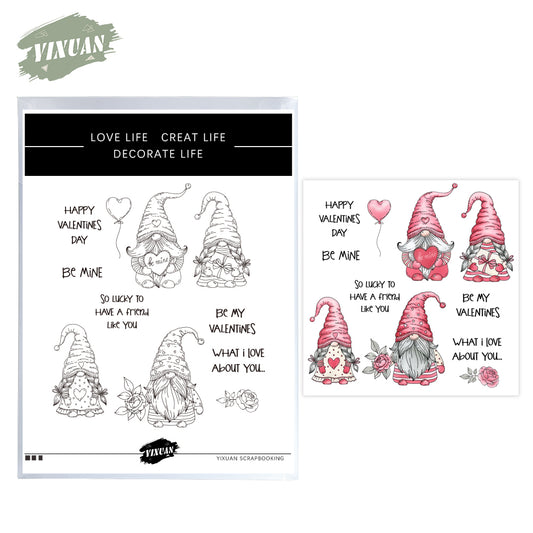 Love Valentine's Day Series Cute Gnome And Hearts Cutting Dies And Stamp Set YX928-S+D