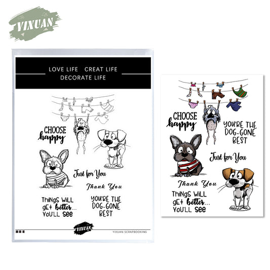 Cute Pets Dogs Cutting Dies And Stamp Set YX494-S+D