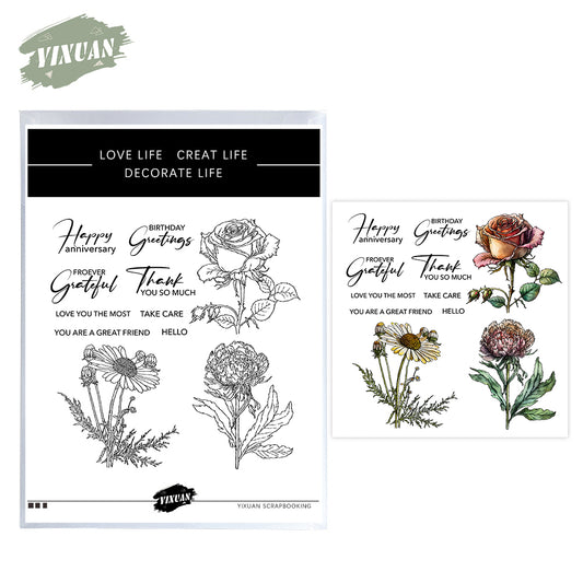 Spring Blooming Flowers Roses And Daisy Cutting Dies And Stamp Set YX1155-S+D