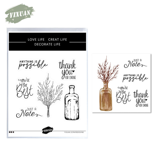 Home Desk Bottle And Branches Mini Cutting Dies And Stamp Set YX605-S+D