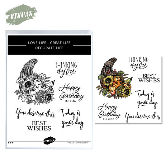 Harvest Pumpkins And Sunflowers Cutting Dies And Stamp Set YX784-S+D