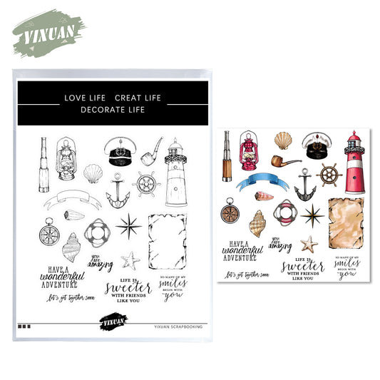 Sea Navigation Musts Anchor Lighthouse Large Cutting Dies And Stamp Set YX652-S+D
