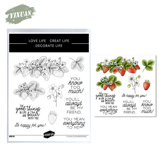 Spring Series Red Sweety Strawberry Cutting Dies And Stamp Set YX538-S+D