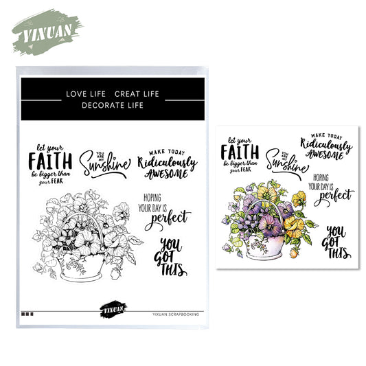 Garden Potted Phalaenopsis Flowers Cutting Dies And Stamp Set YX540-S+D