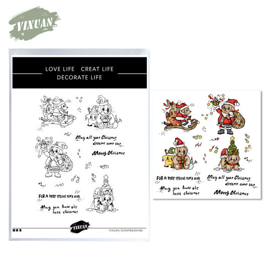 Cute Pet Dogs Christmas Cutting Dies And Stamp Set Xmas Snata Claus Doga YX015-S+D