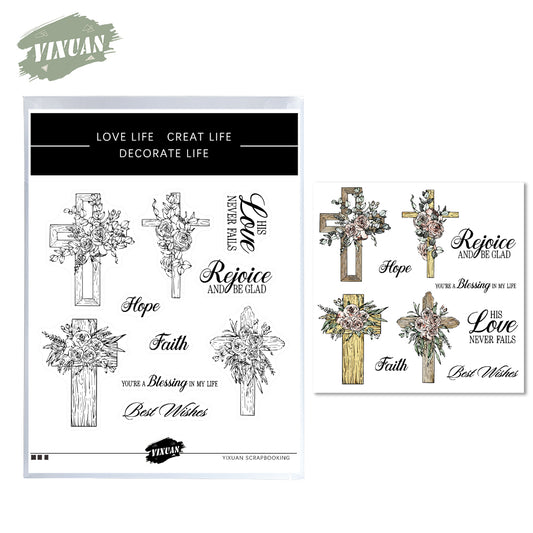 Flowers Floral Cross Cutting Dies And Stamp Set YX552-S+D