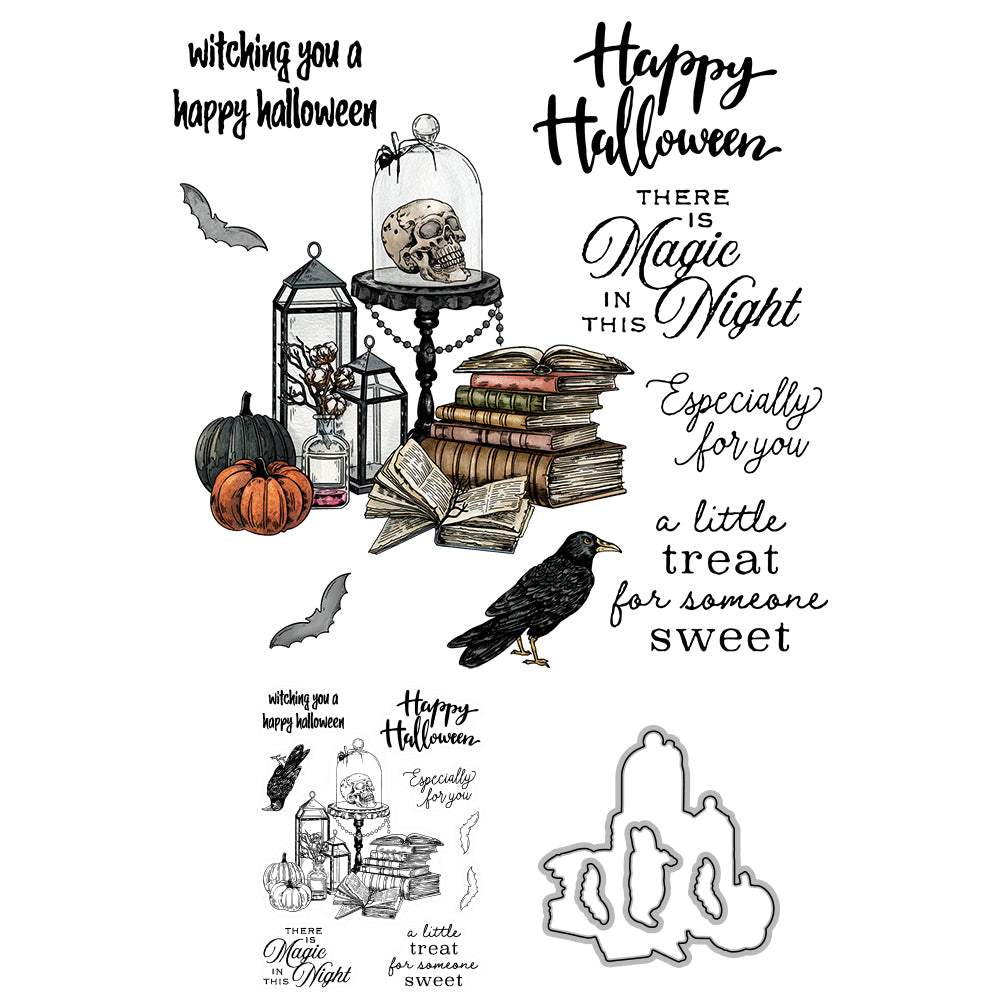 Halloween Pumpkin Light Books Cutting Dies And Stamp Set YX663-S+D