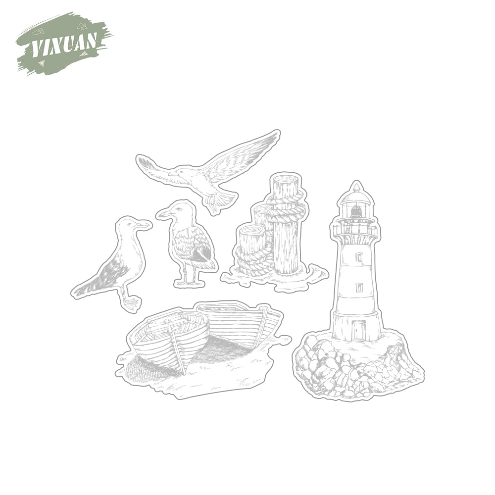 Seagull And Lighthouse Cutting Dies And Stamp Set YX1026-S+D