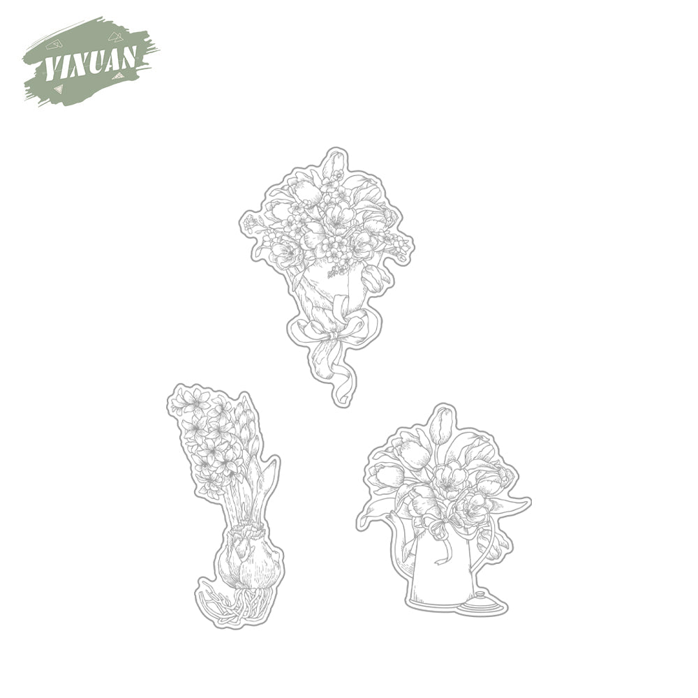 Bunches Of Flowers In Vase Home Decor Cutting Dies And Stamp Set YX1158-S+D