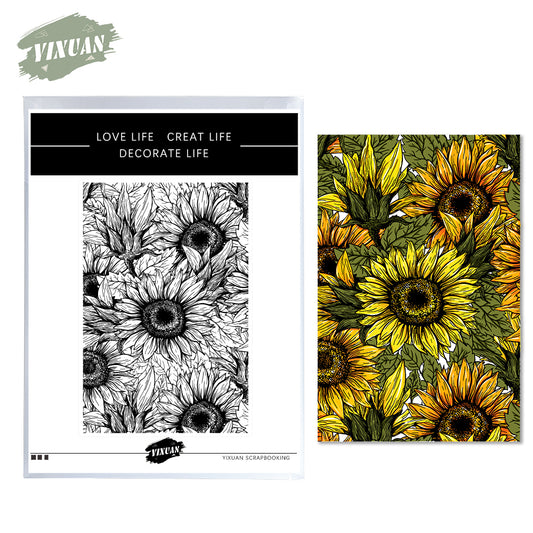 Painting Blooming Sunflower Cutting Dies And Stamp Set YX526-S+D