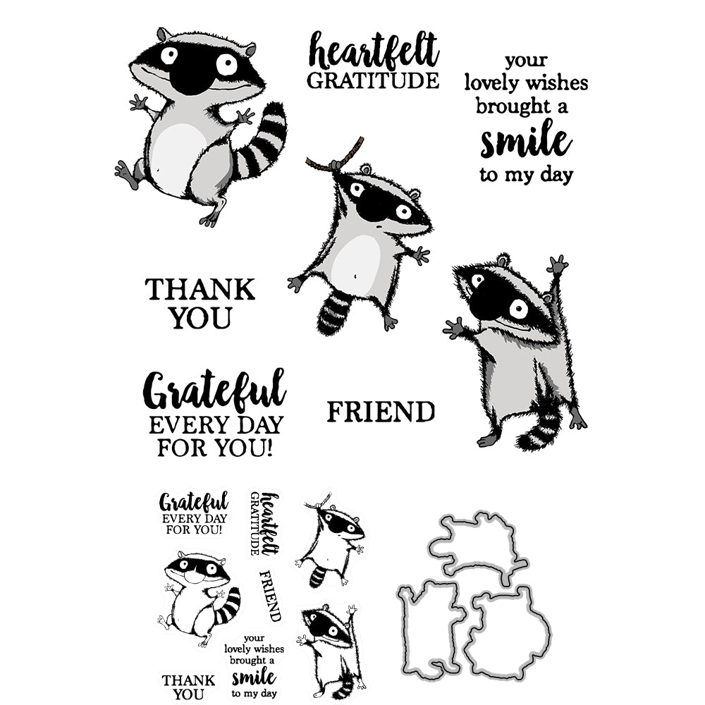 Funny Cute Flying Squirrel Mini Cutting Dies And Stamp Set YX591-S+D