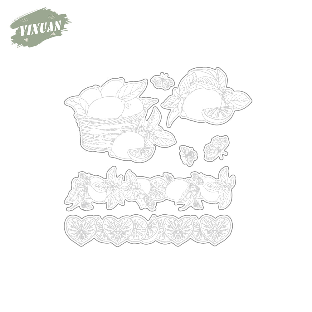 Spring Series Baskets Of Lemons Cutting Dies And Stamp Set YX1074-S+D
