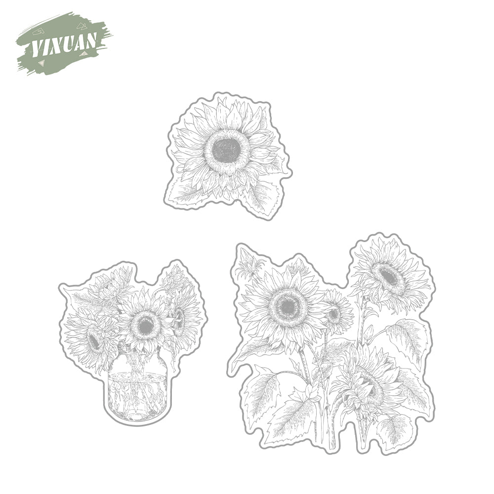 Spring Series Blooming Sunflowers Sunshine Cutting Dies And Stamp Set YX1183-S+D