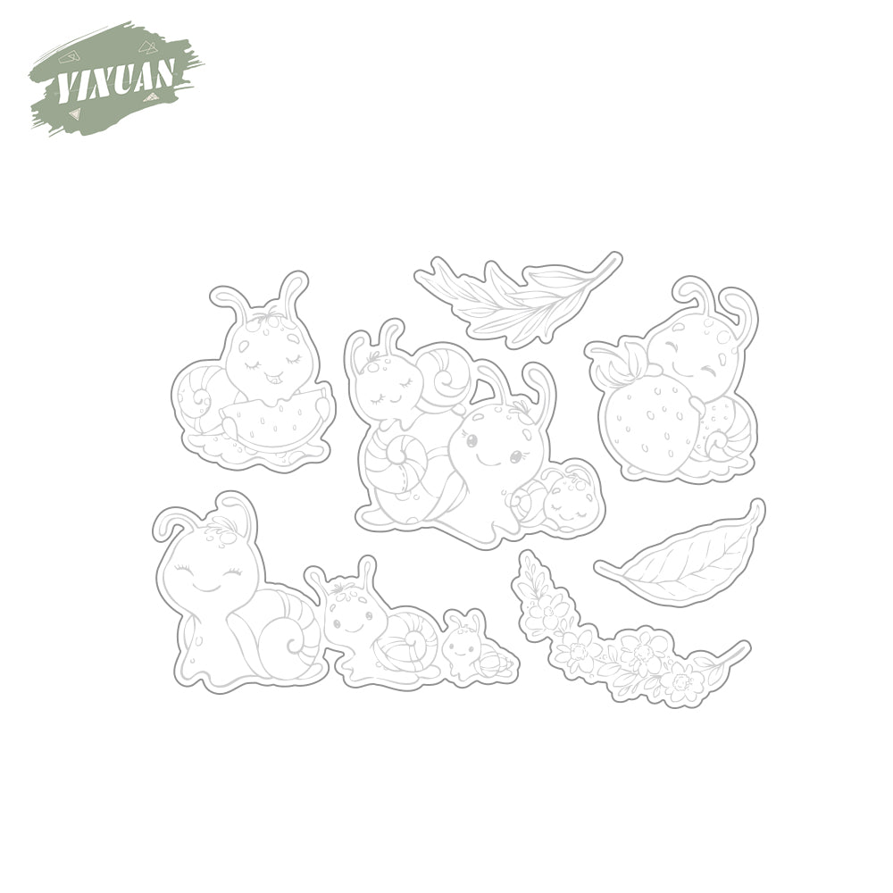 Adorable Colorful Snails Cutting Dies And Stamp Set YX975-S+D