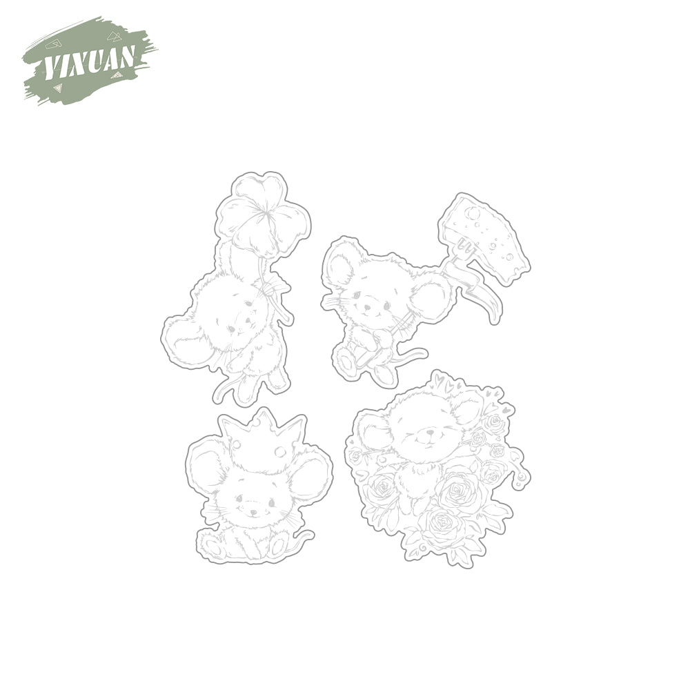 Happy Birthday Adorable Little Mice Mouse Cutting Dies And Stamp Set YX1004-S+D