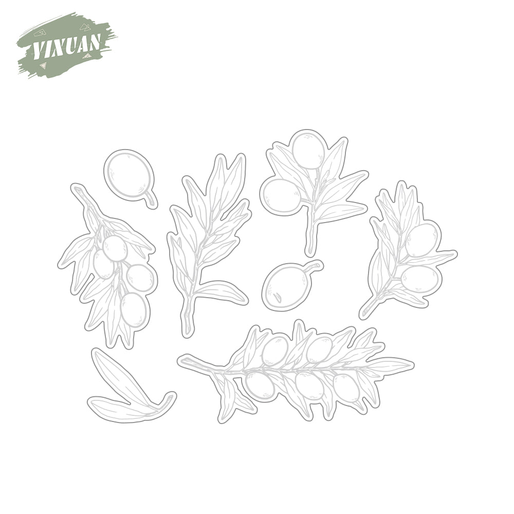 Nature Olive Branches And Leaves Cutting Dies And Stamp Set YX934-S+D