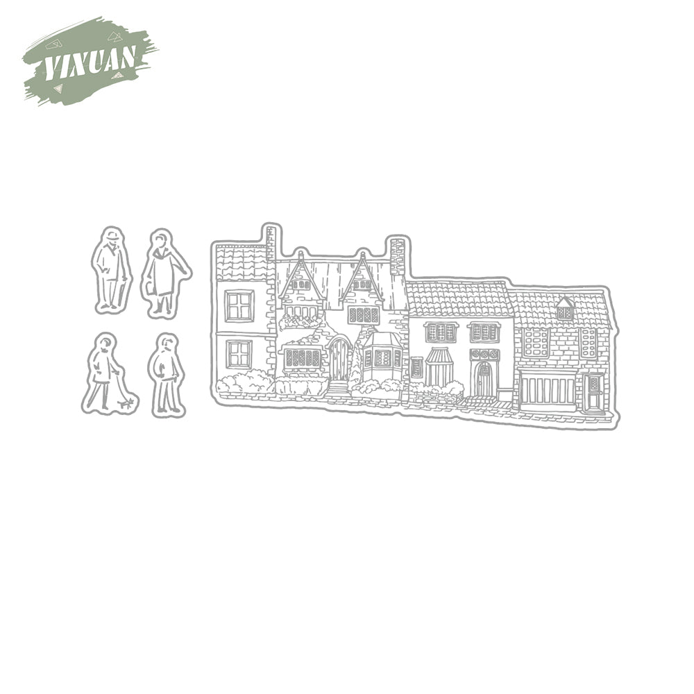 Home House And Neiborhood Cutting Dies And Stamp Set YX1085-S+D