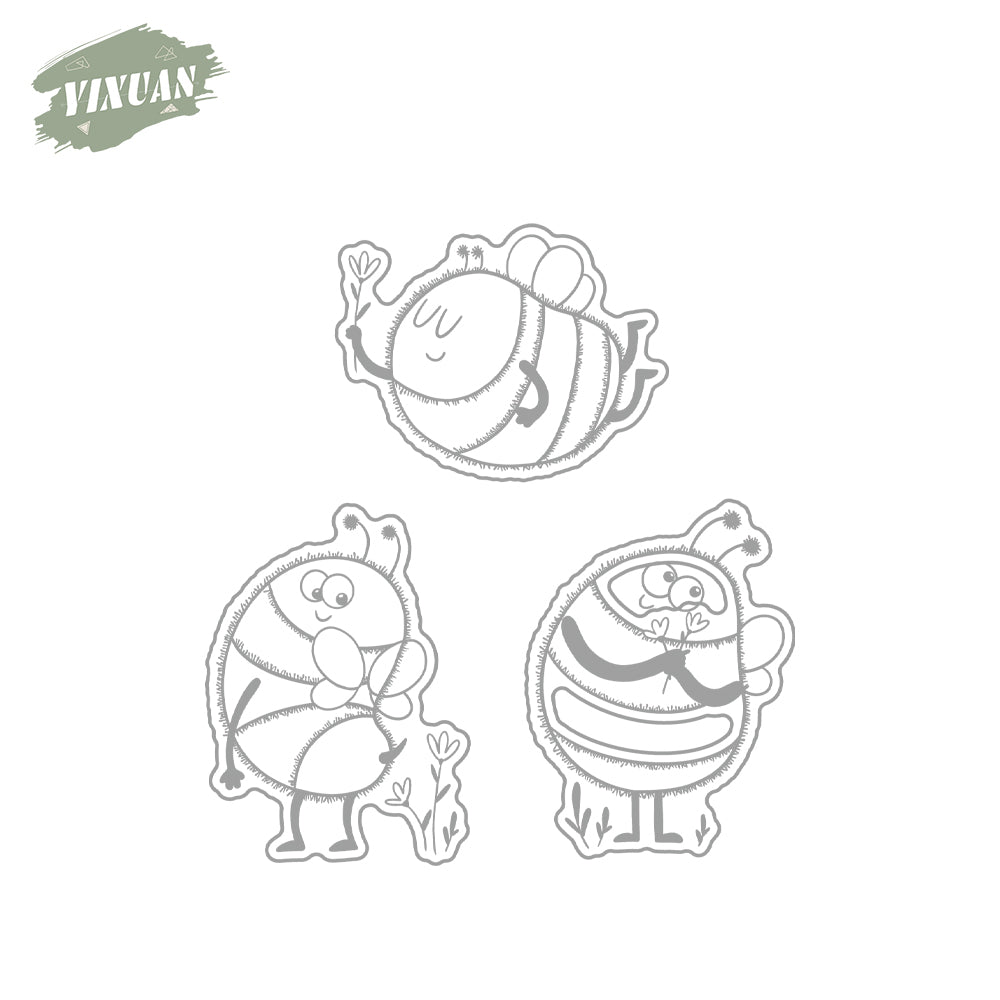 Cute Cartoon Bees Cutting Dies And Stamp Set YX1139-S+D