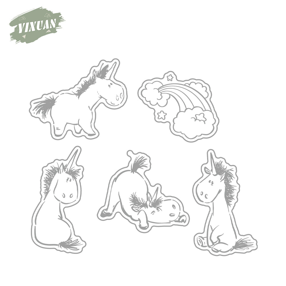 Cute Little Unicorns And Rainbow Cutting Dies And Stamp Set YX1193-S+D