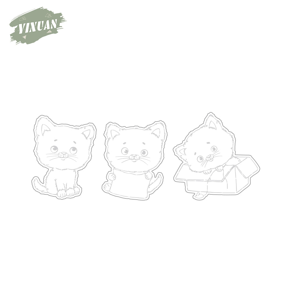 Cute Pet Cats Little Kitty Cutting Dies And Stamp Set YX1001-S+D