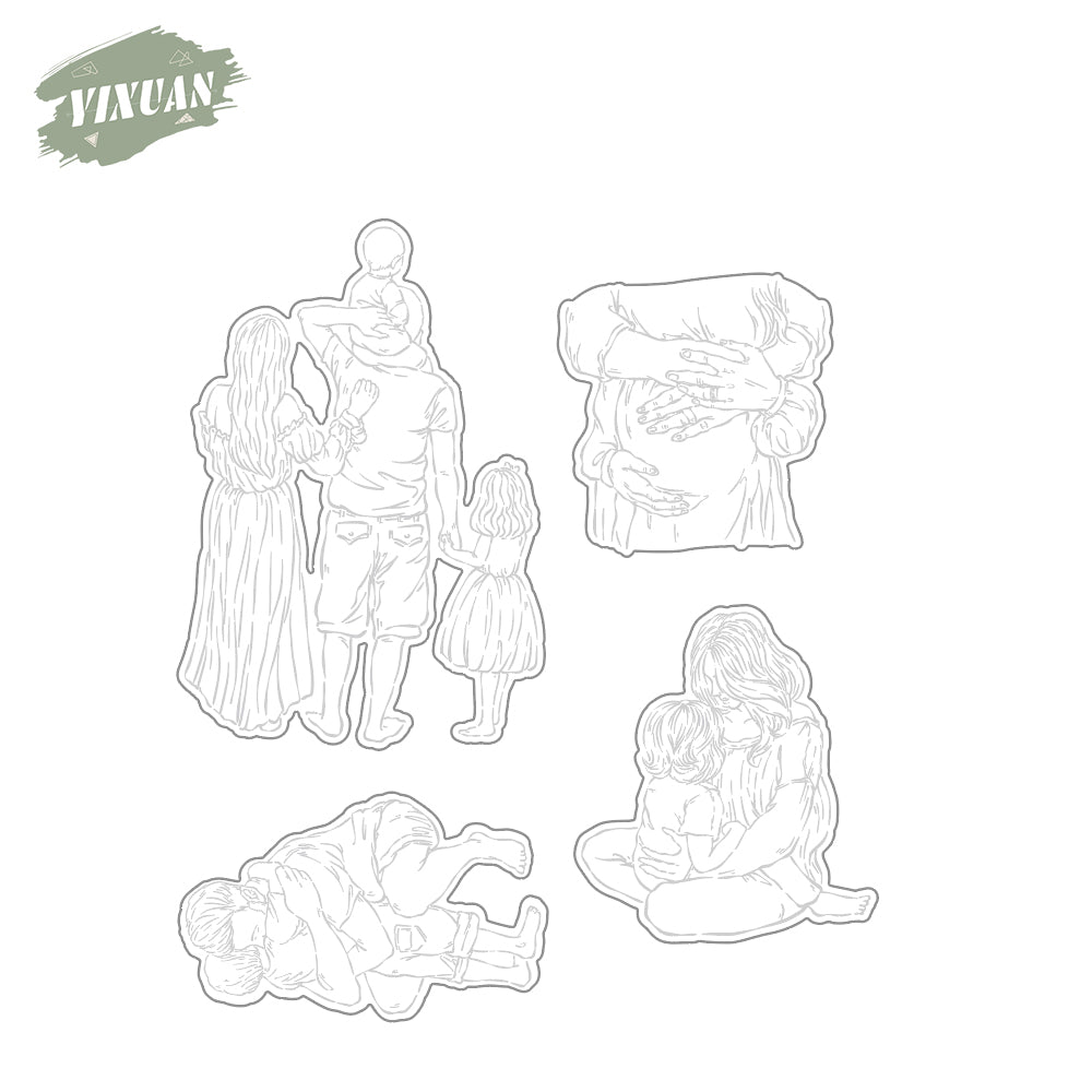 Father's Day Mother's Day Love Family Cutting Dies And Stamp Set YX1025-S+D