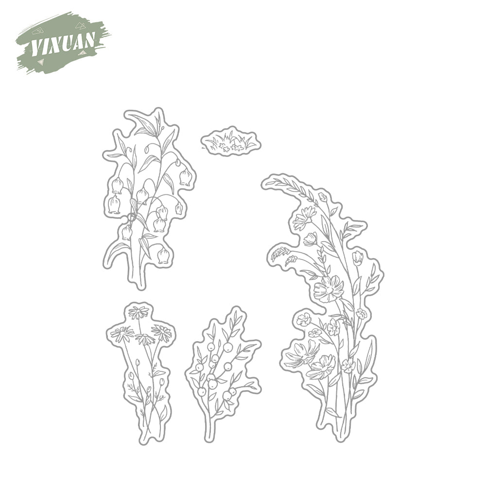 Spring Series Flowers And Floral Cutting Dies And Stamp Set YX1151-S+D