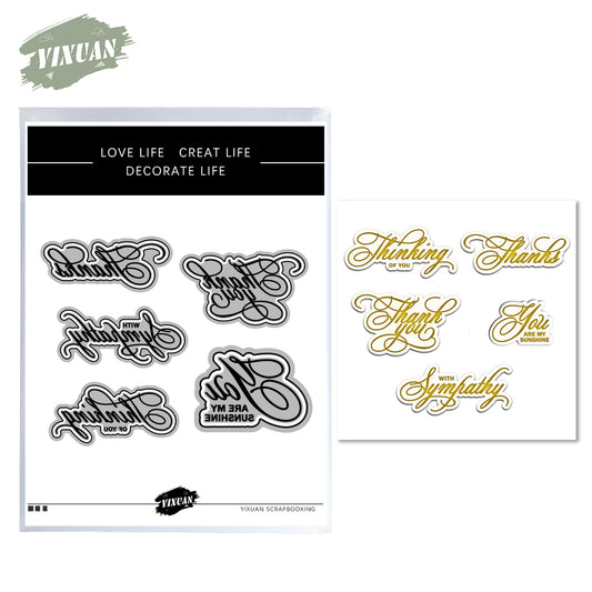 Swash Thanks,Thinking of you,Thank You,With Sympathy,You are my shunshine Metal Cutting Dies Set YX730-734