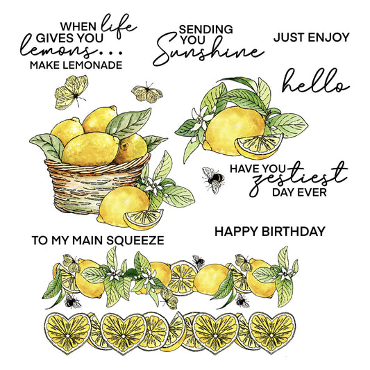 Spring Series Baskets Of Lemons Cutting Dies And Stamp Set YX1074-S+D