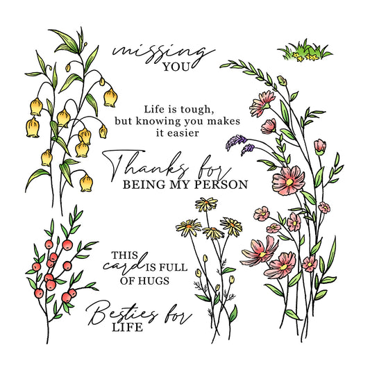 Spring Series Flowers And Floral Cutting Dies And Stamp Set YX1151-S+D