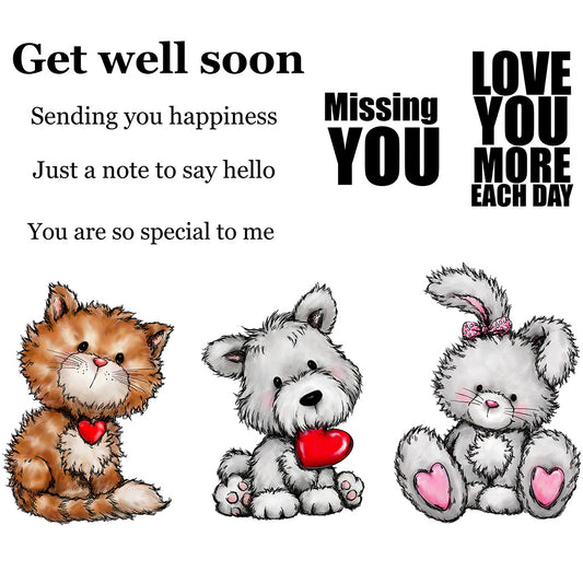Cute Animals And Heart Cat Dog Rabbit Cutting Dies And Stamp Set YX866-S+D