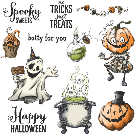 Ghost Pumpkin Spooky Halloween Cutting Dies And Stamp Set YX768-S+D