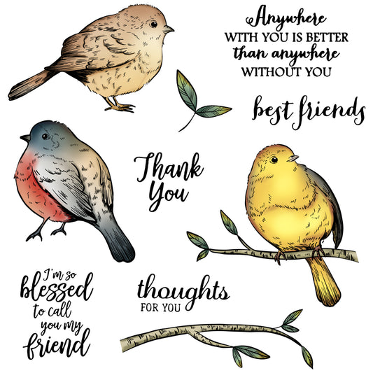 Cute Fatty Sparrow Birds Cutting Dies And Stamp Set Autumn Winter Series YX675-S+D