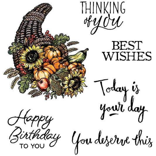 Harvest Pumpkins And Sunflowers Cutting Dies And Stamp Set YX784-S+D