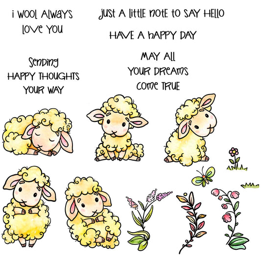 Cute Little Lamb Sheep Cutting Dies And Stamp Set YX973-S+D
