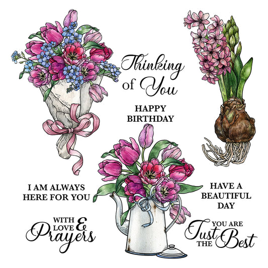 Bunches Of Flowers In Vase Home Decor Cutting Dies And Stamp Set YX1158-S+D