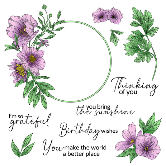 Spring Floral Blooming Flowers Cutting Dies And Stamp Set YX1153-S+D