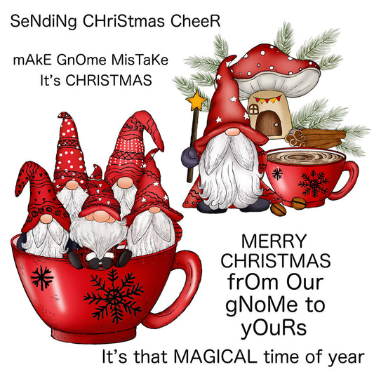 Cute Christmas Gnome Coffee Mugs Cutting Dies And Stamp Set YX792-S+D