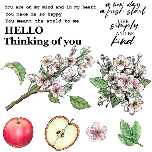 Blooming Flowers And Apple Cutting Dies And Stamp Set YX859-S+D